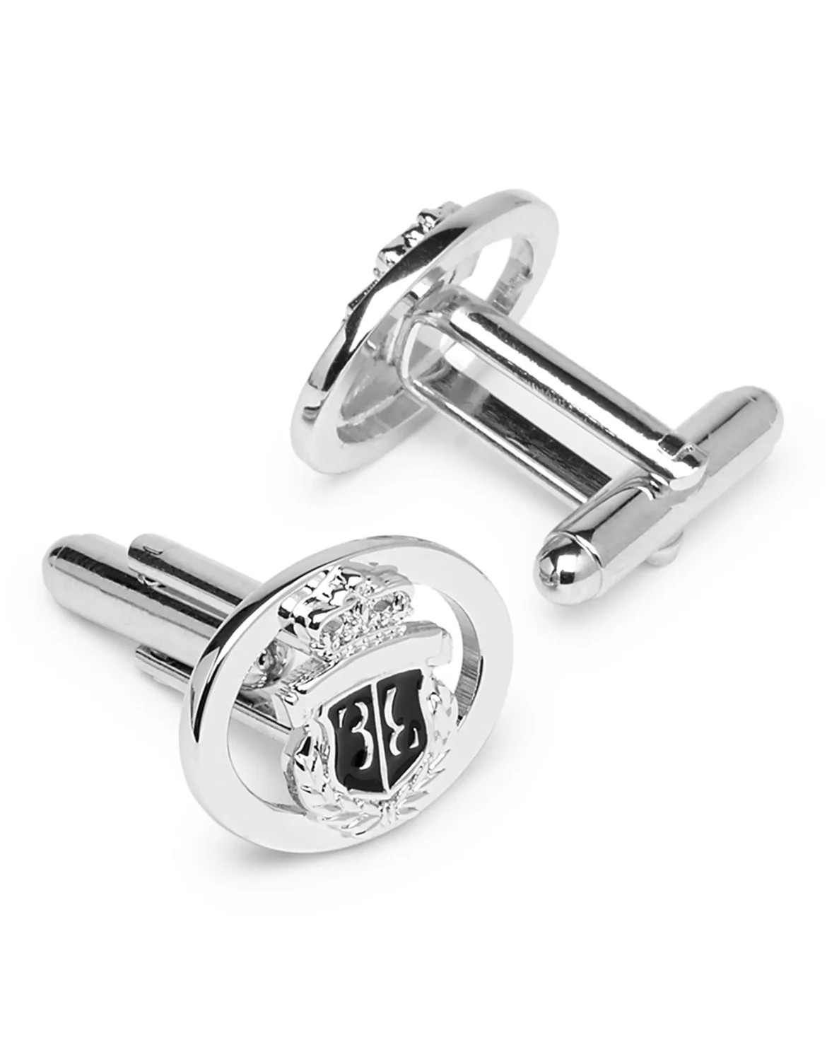 metal cufflinks Crest, цвет: Черный
