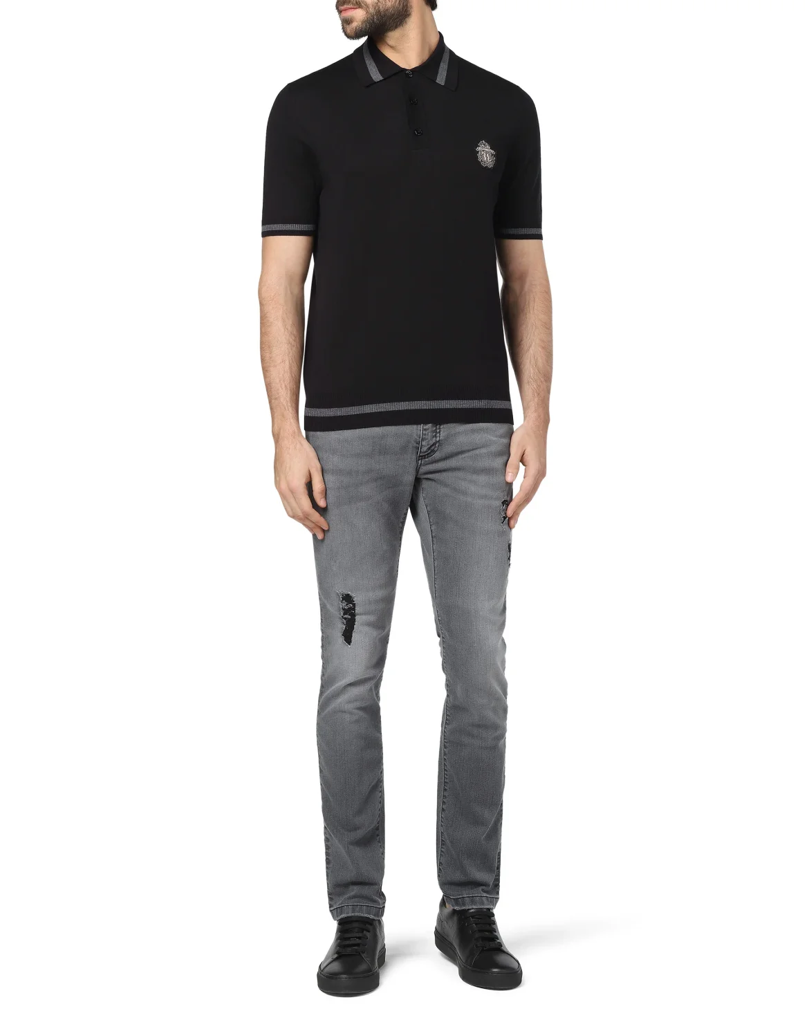 Pullover Polo-Neck SS Crest, цвет: Черный