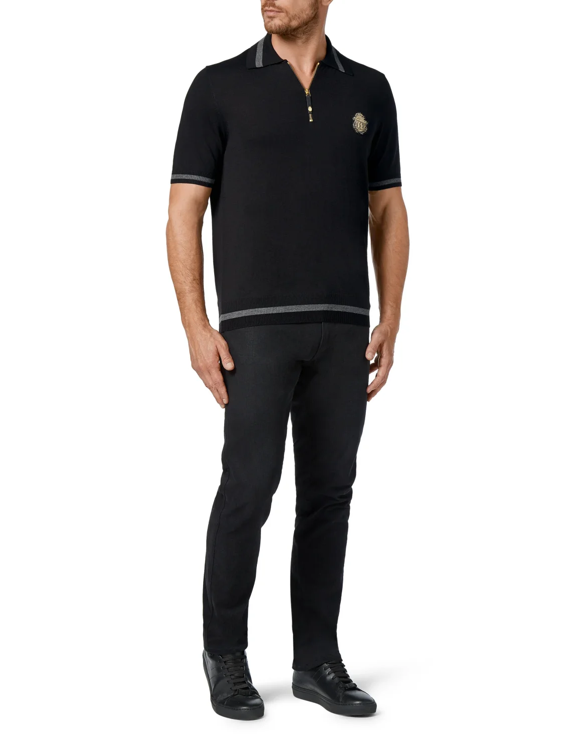 Pullover zip mock Crest, цвет: Черный