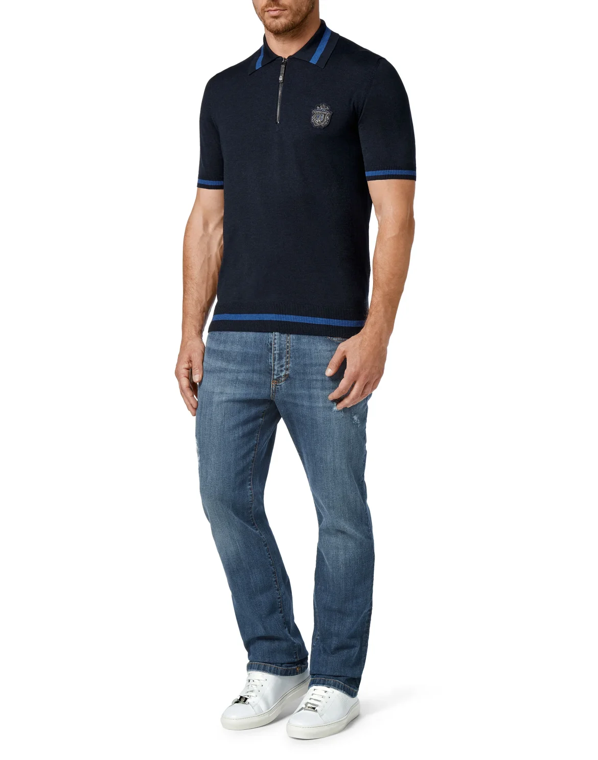 Pullover zip mock Crest, цвет: Синий