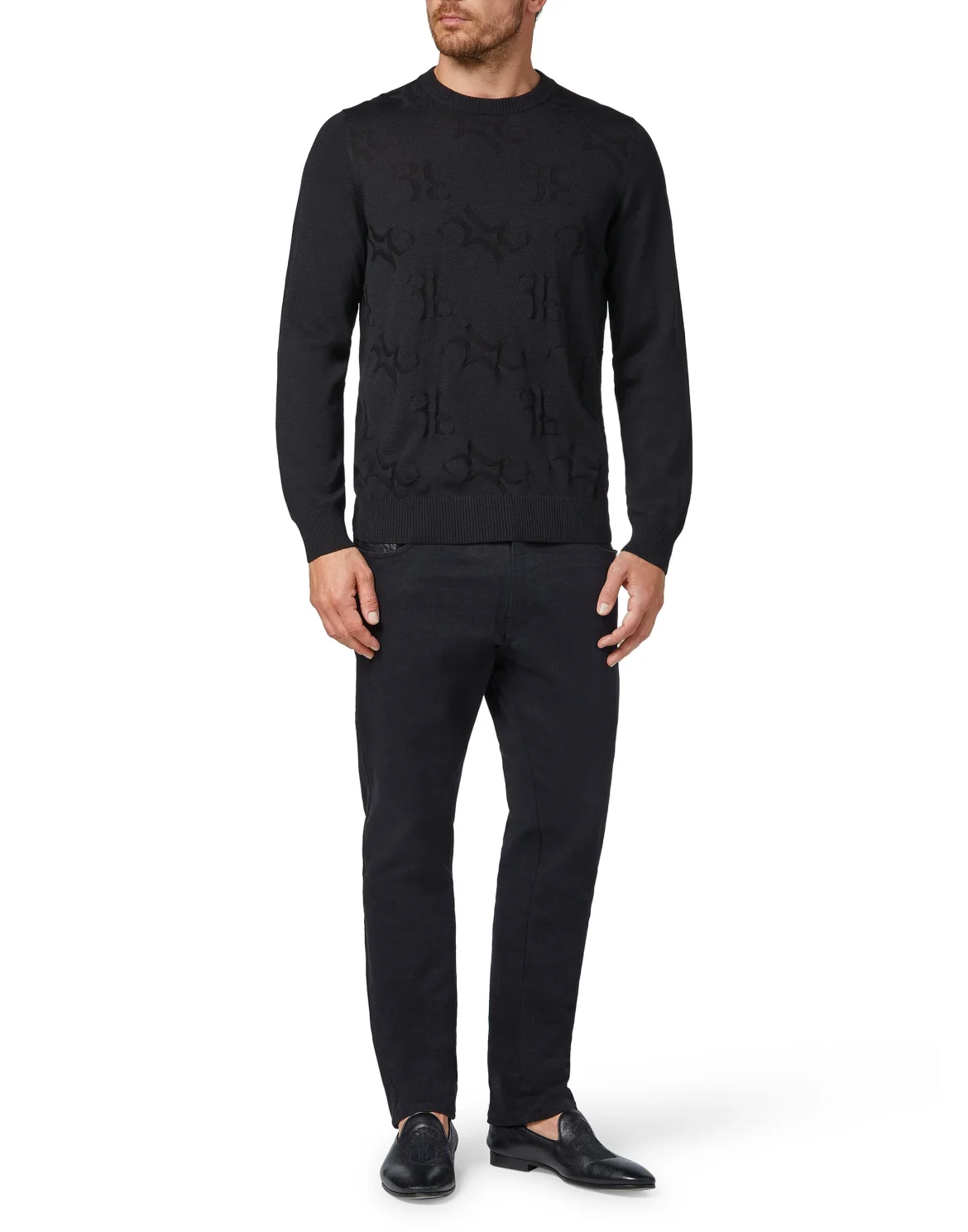 Pullover Round Neck LS All over BB, цвет: Черный