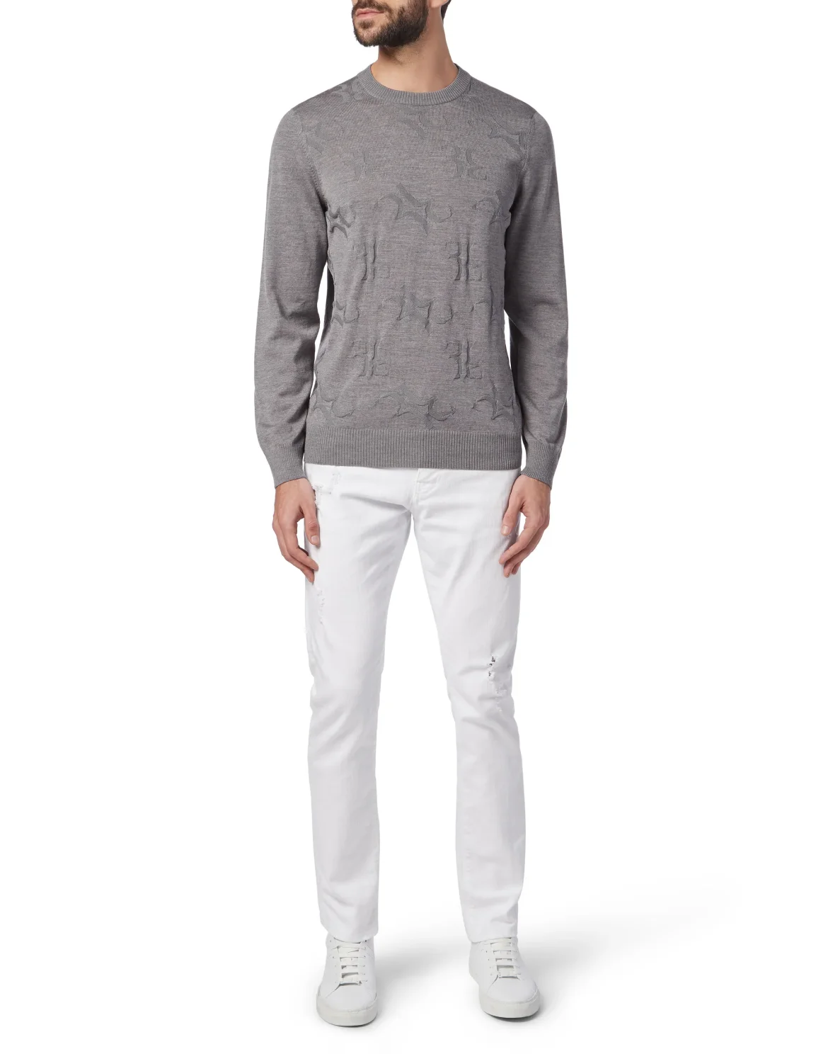 Pullover Round Neck LS All over BB, цвет: Серый