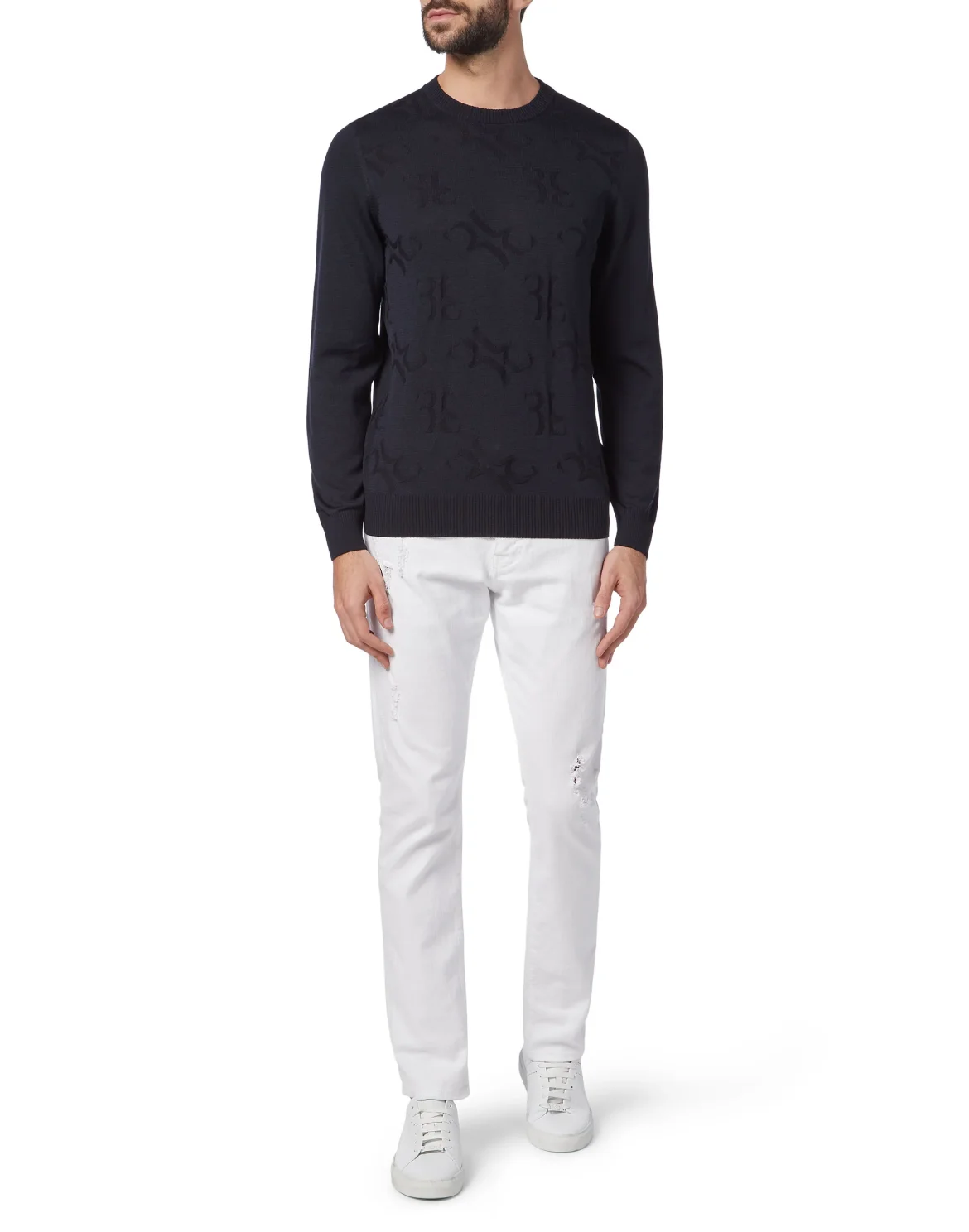 Pullover Round Neck LS All over BB, цвет: Синий