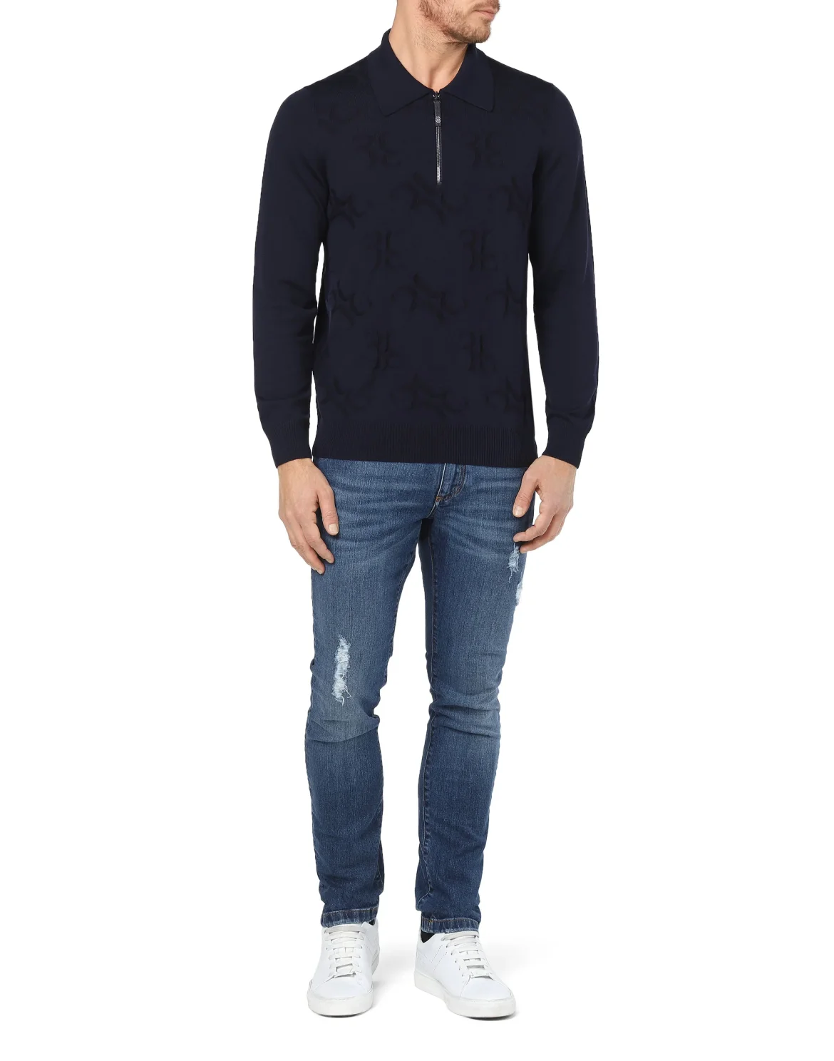 Pullover zip mock All over BB, цвет: Синий