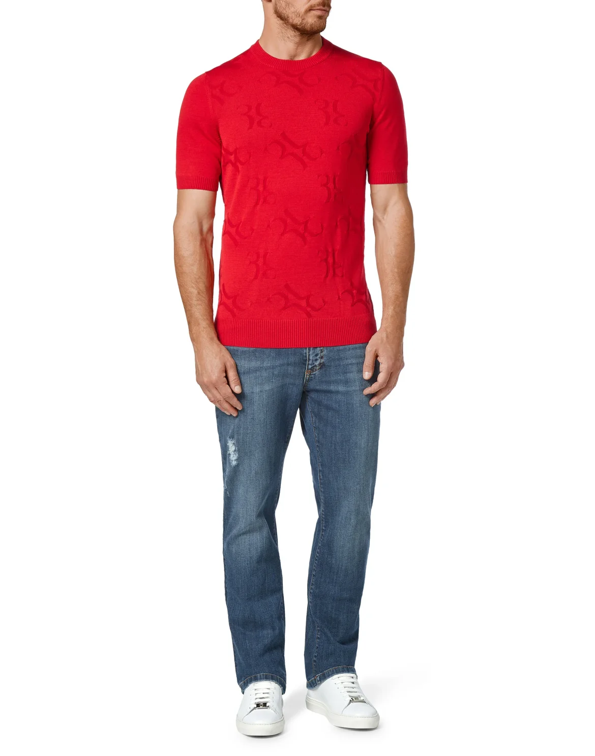 Pullover Round Neck SS All over BB, цвет: Красный