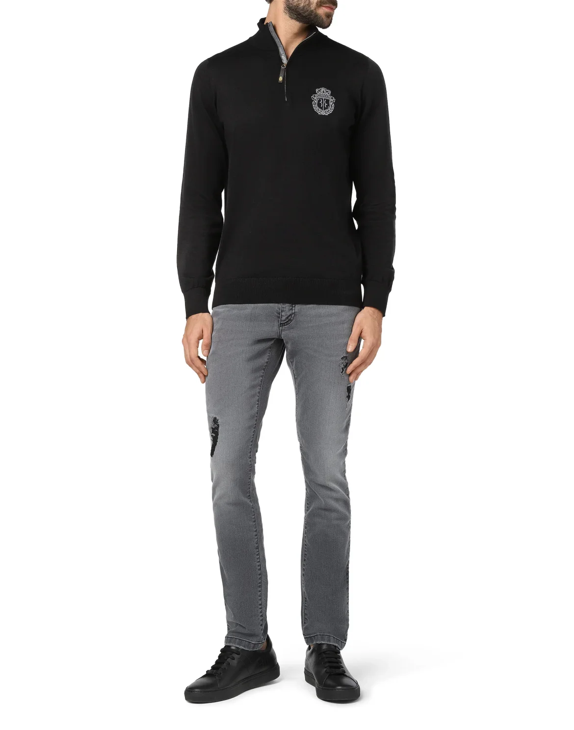 Pullover zip mock Crest, цвет: Черный