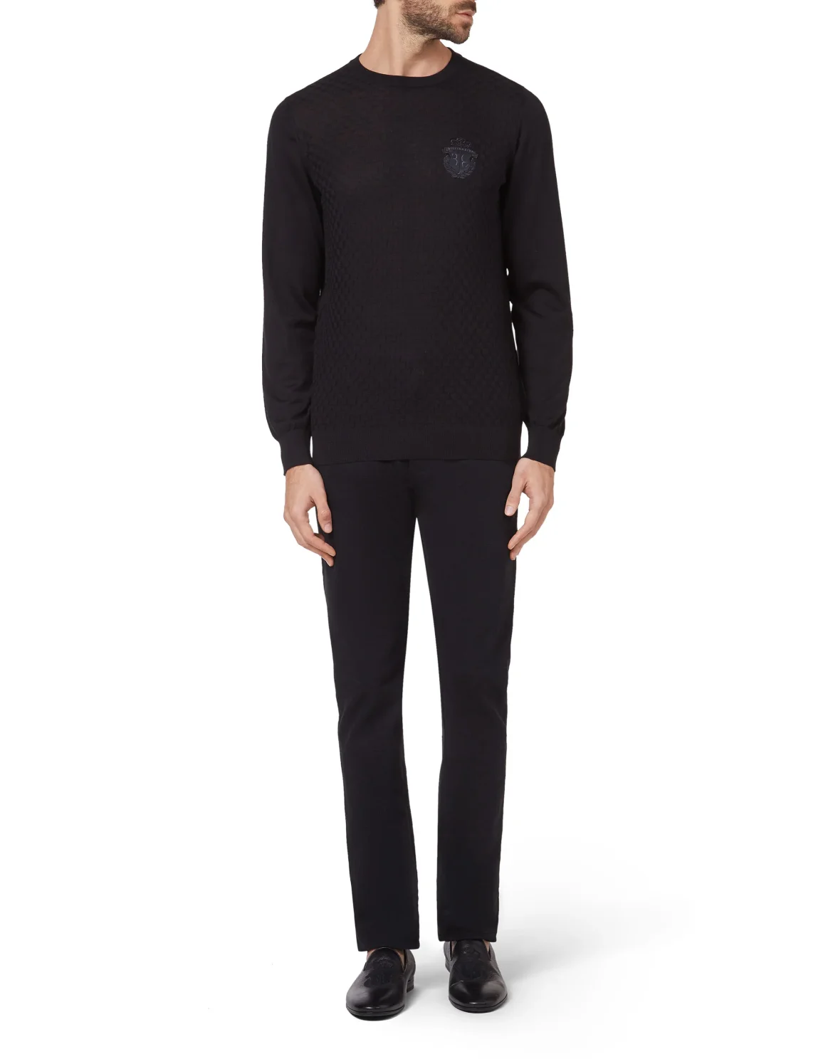 Pullover Round Neck LS Crest, цвет: Черный