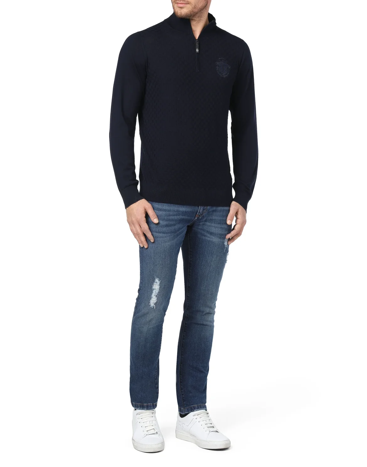 Pullover zip mock Crest, цвет: Синий