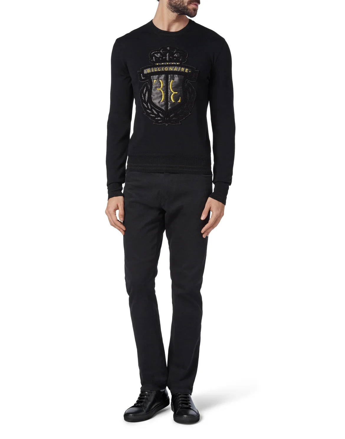 Pullover Round Neck LS Crest, цвет: Черный