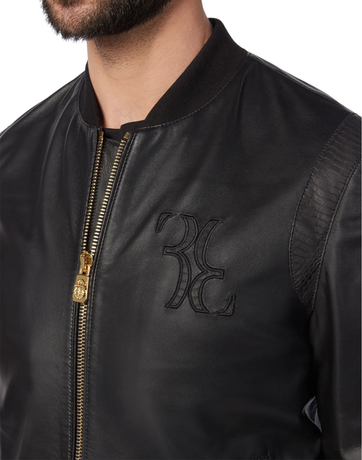 Leather Bomber Double B, цвет: Черный