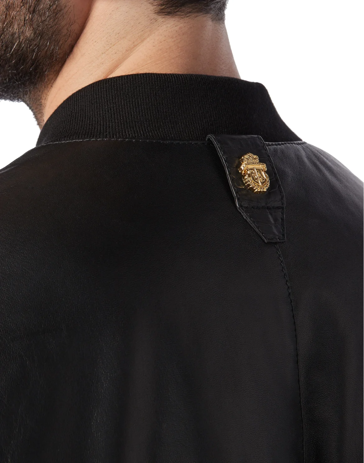 Leather Bomber Double B, цвет: Черный