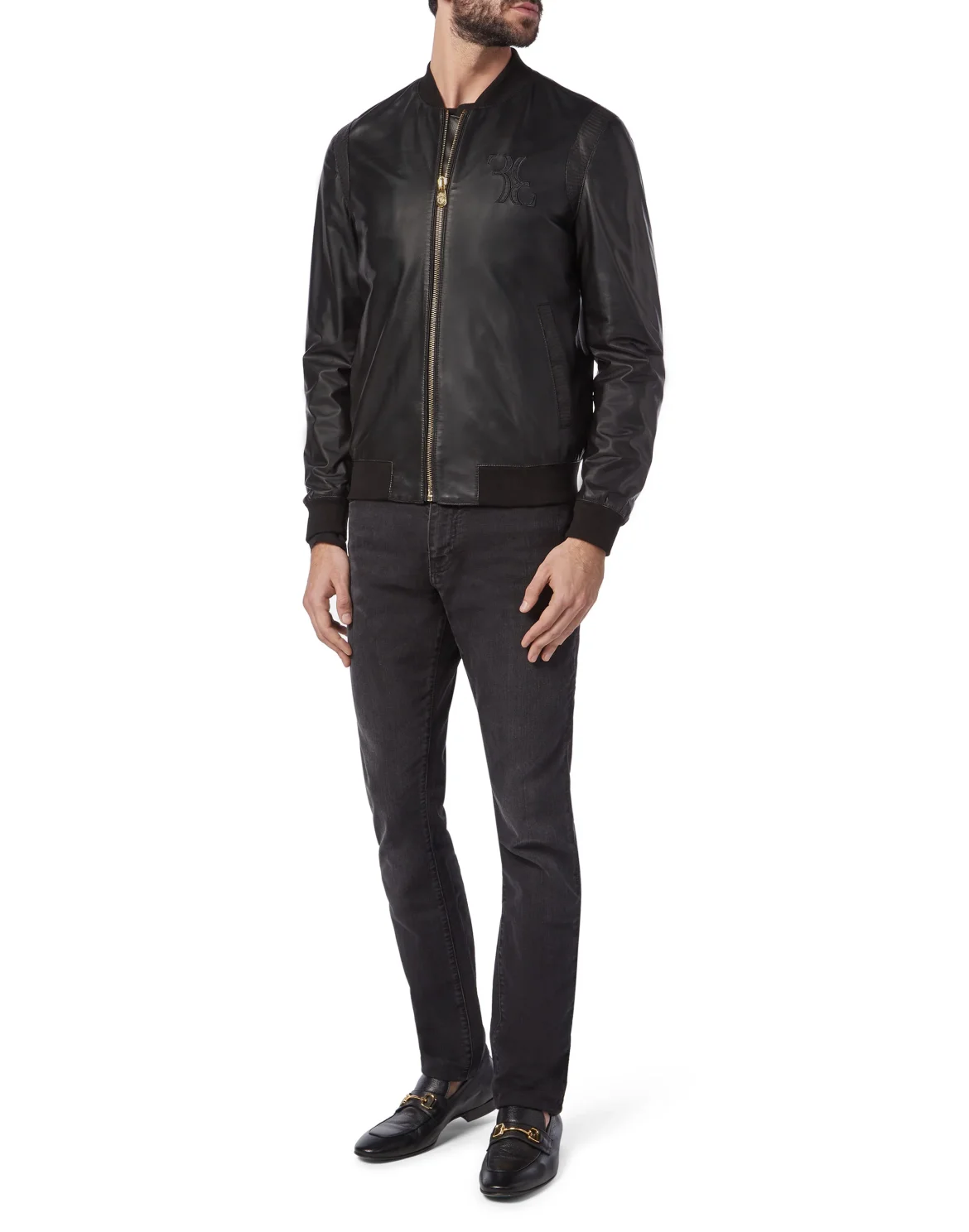Leather Bomber Double B, цвет: Черный