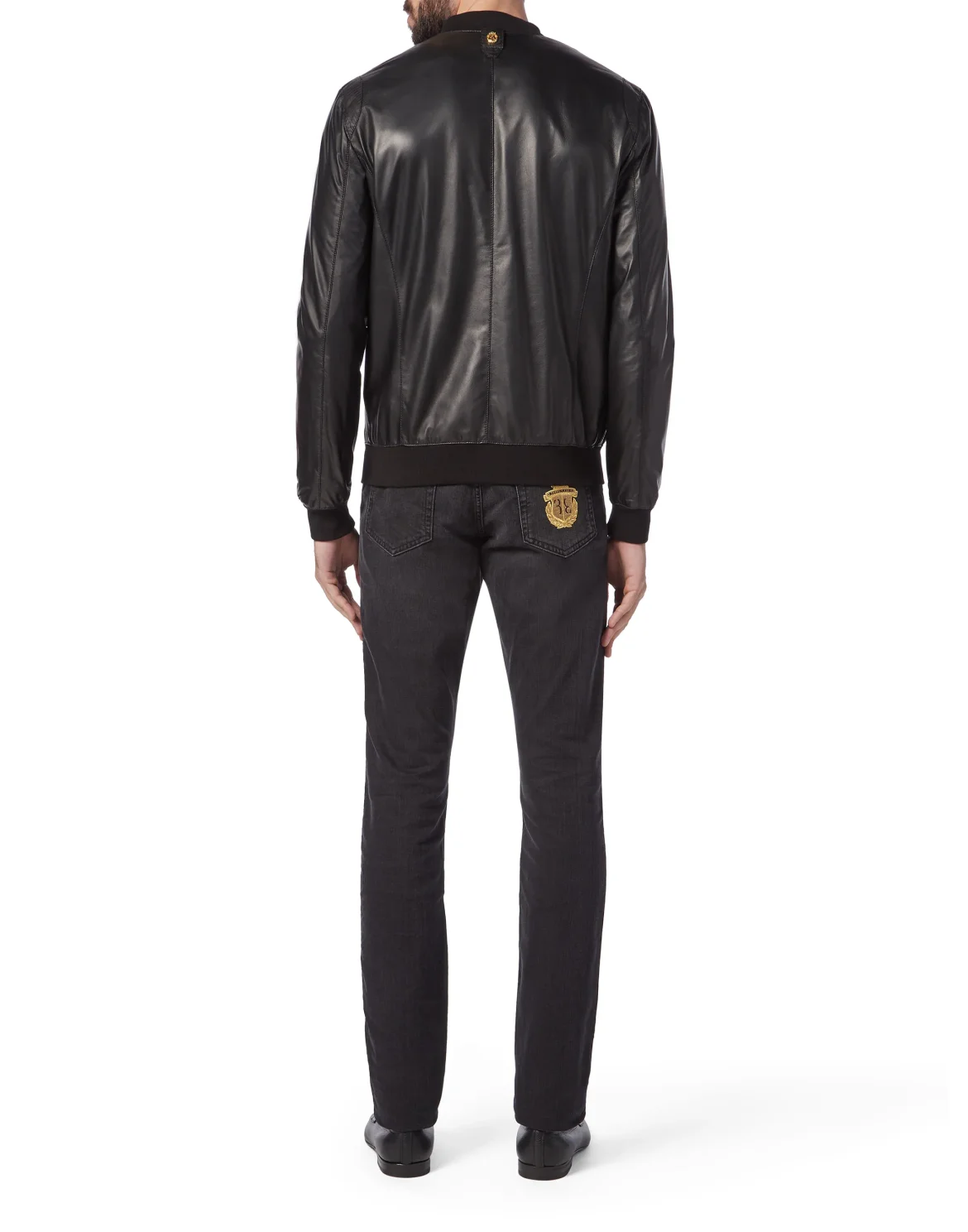 Leather Bomber Double B, цвет: Черный