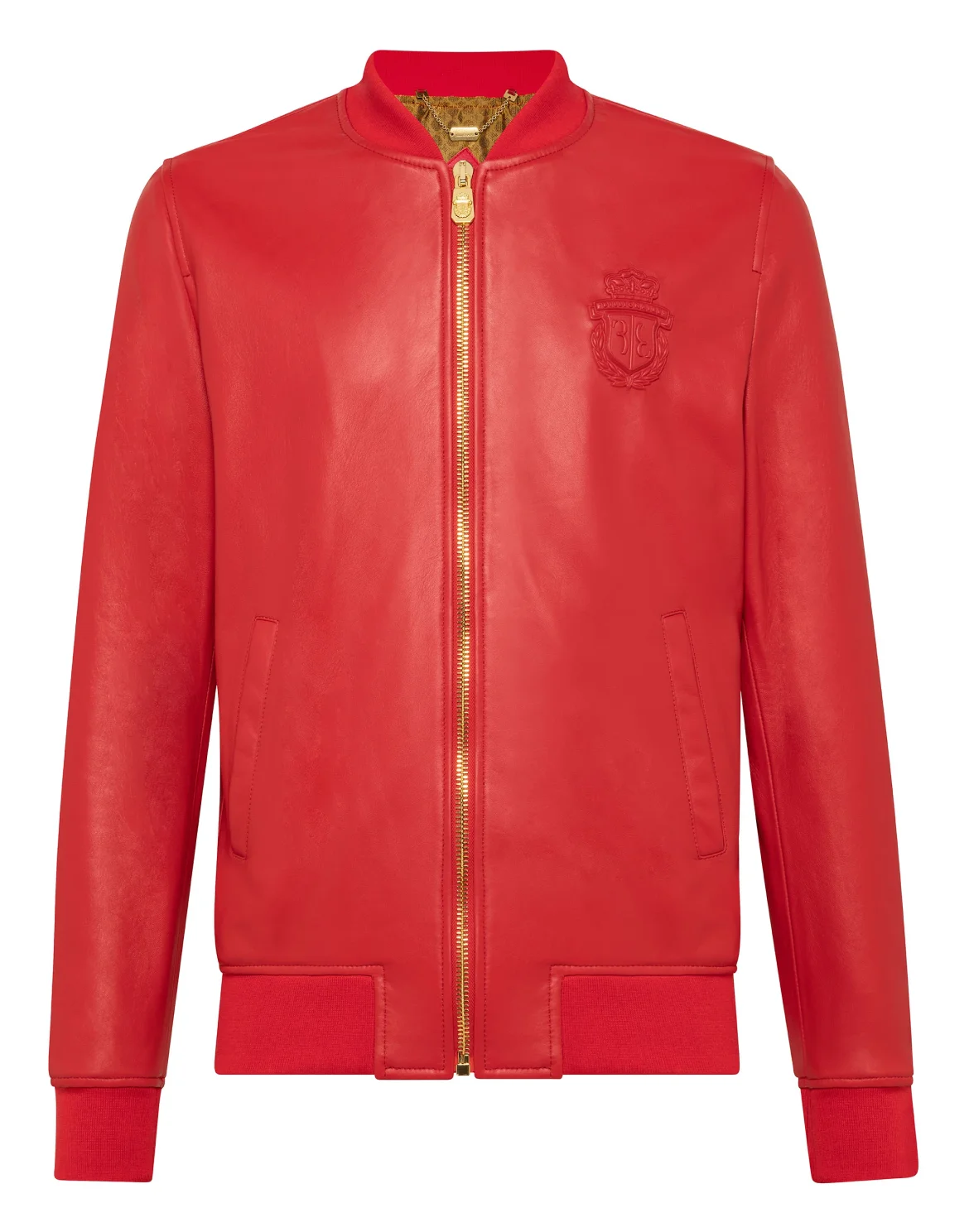Leather Bomber Crest, цвет: Красный