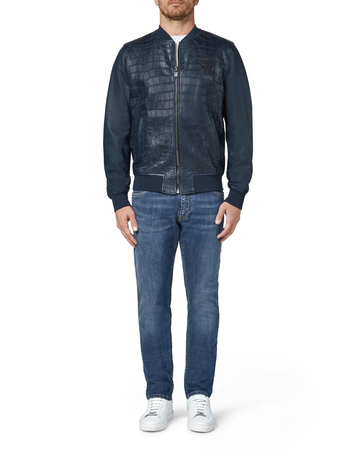Leather Bomber Crest, цвет: Синий