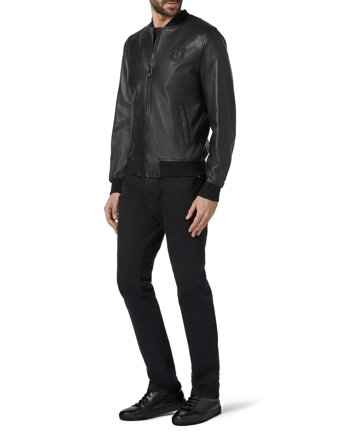 Leather Bomber Crest, цвет: Черный