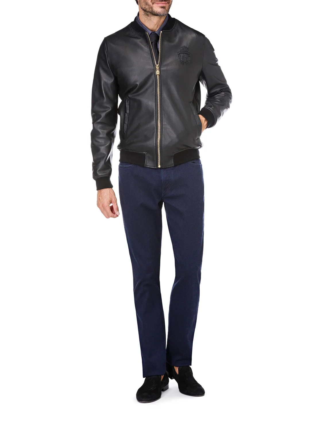 Leather Bomber Crest, цвет: Черный