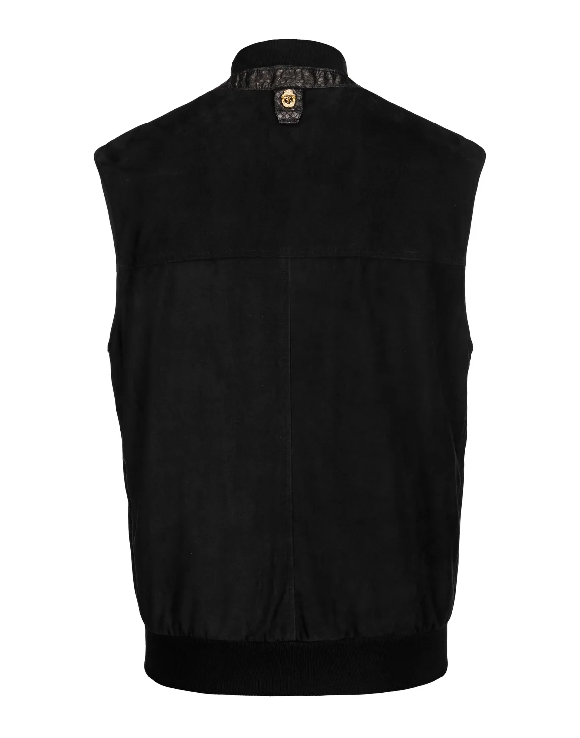 Leather Vest Short Crest, цвет: Черный