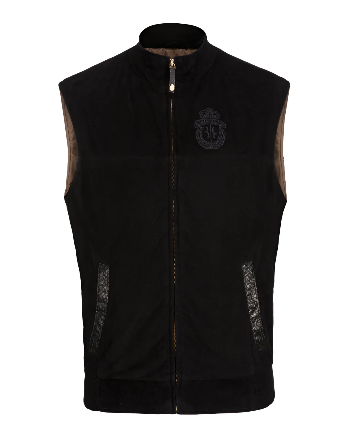 Leather Vest Short Crest, цвет: Черный