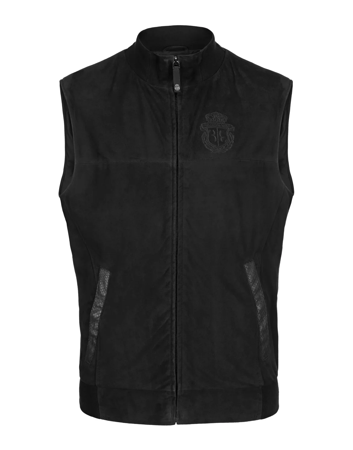 Leather Vest Short Crest, цвет: Синий