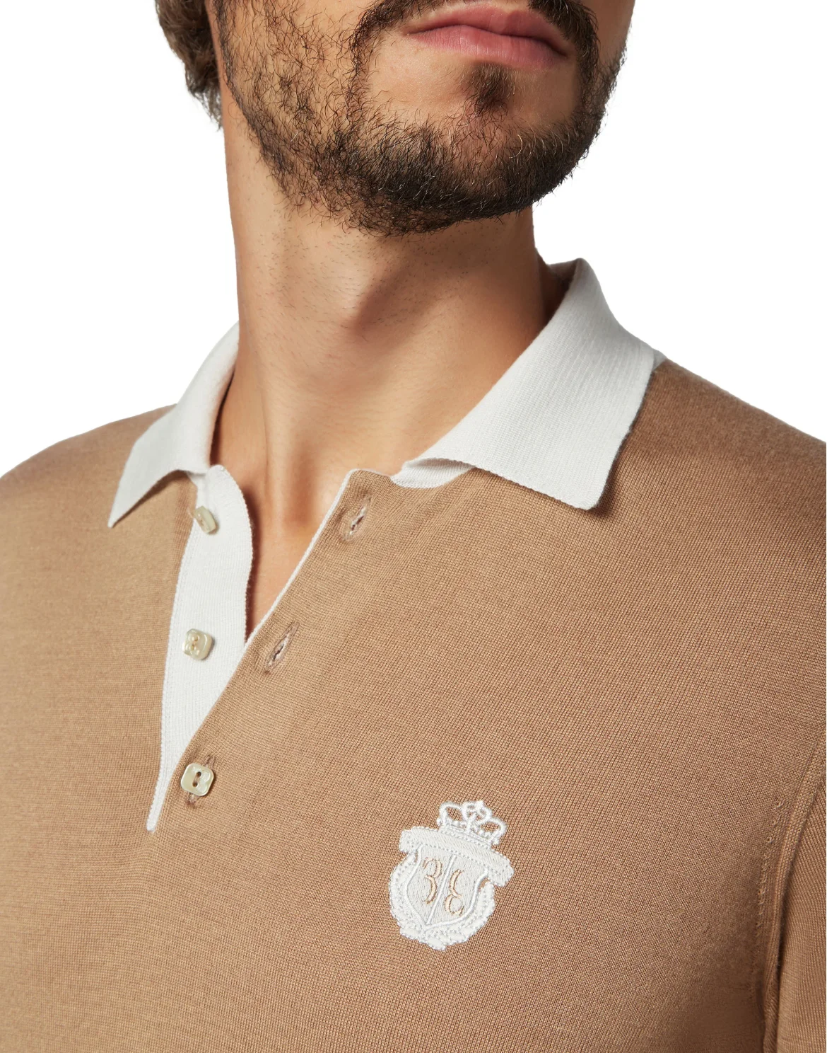 Pullover Polo-Neck LS Crest, цвет: Бежевый