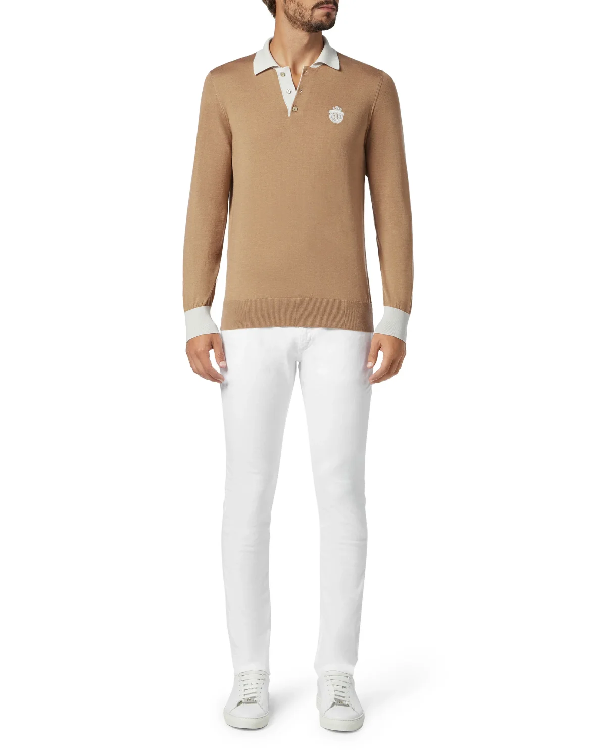 Pullover Polo-Neck LS Crest, цвет: Бежевый