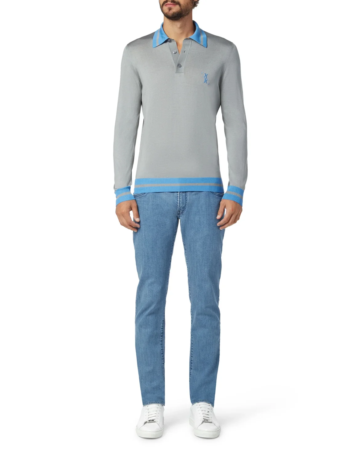 Pullover Polo-Neck LS Double B, цвет: Серый