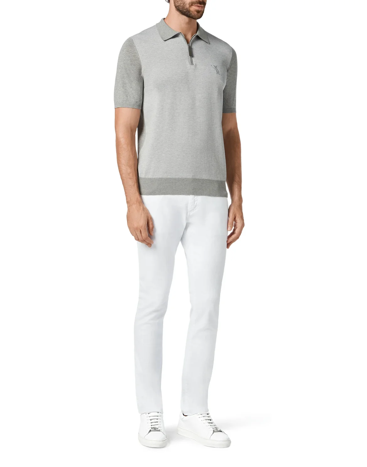 Pullover zip mock SS Double B, цвет: Белый