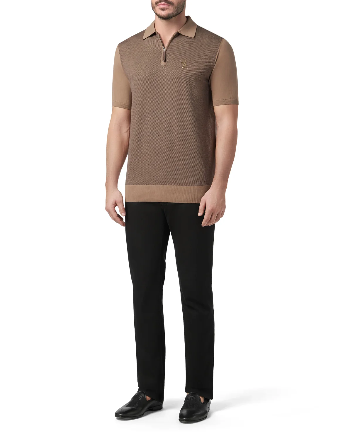 Pullover zip mock SS Double B, цвет: Бежевый