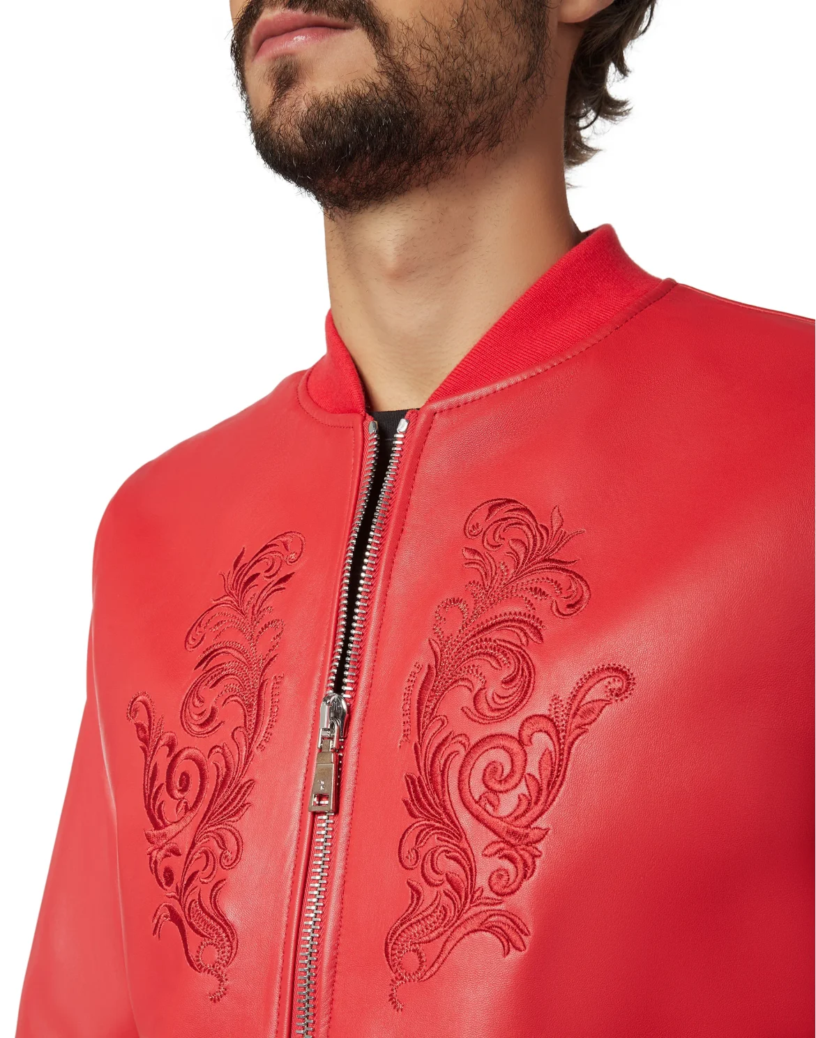 Leather Bomber Baroque, цвет: Красный