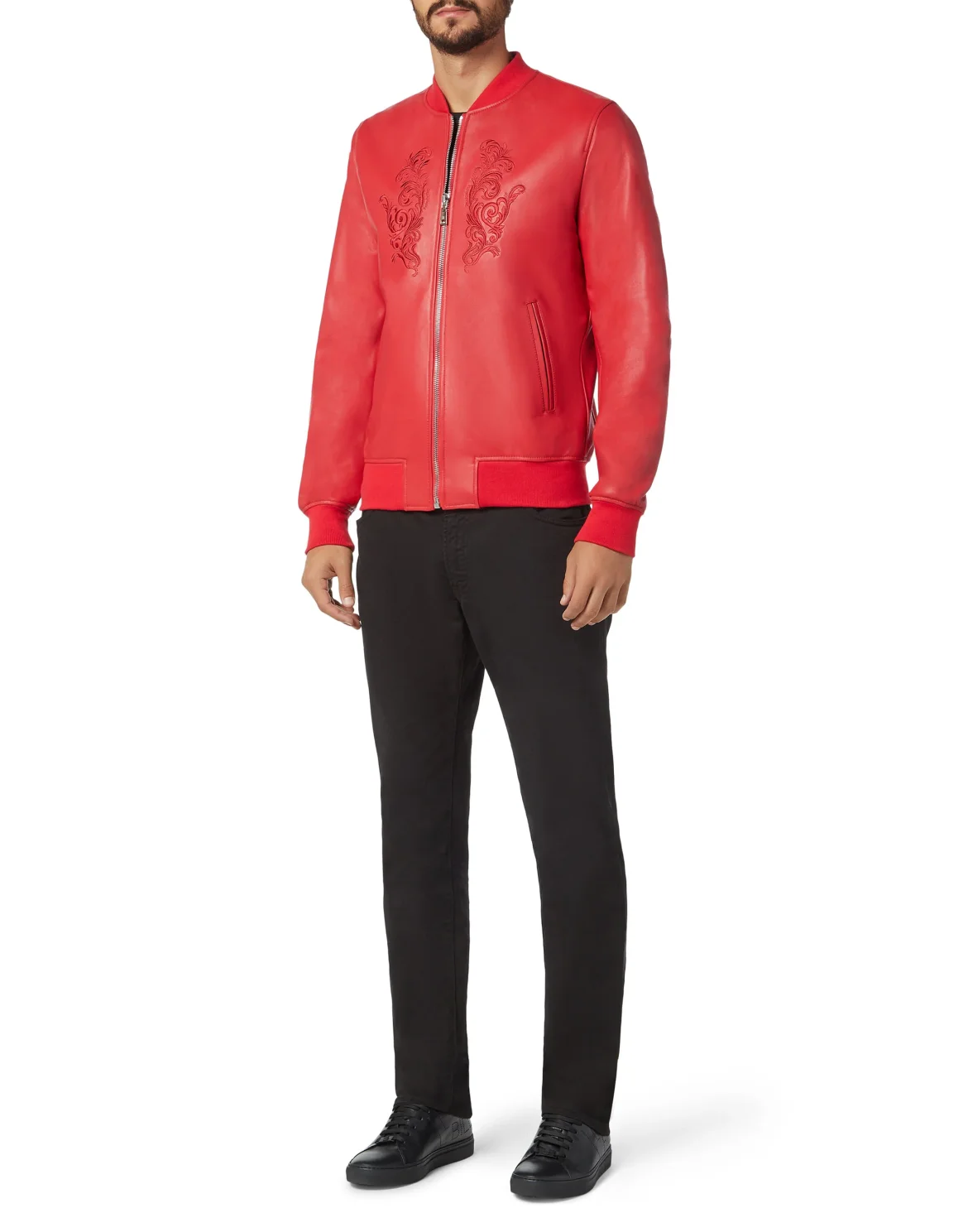 Leather Bomber Baroque, цвет: Красный