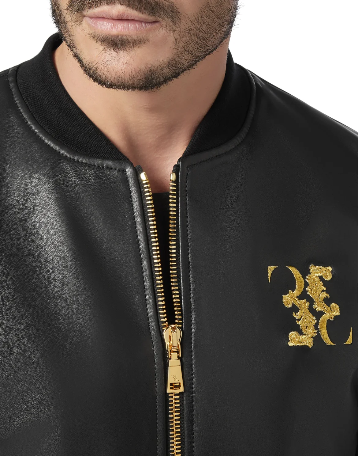 Leather Bomber Baroque, цвет: Черный