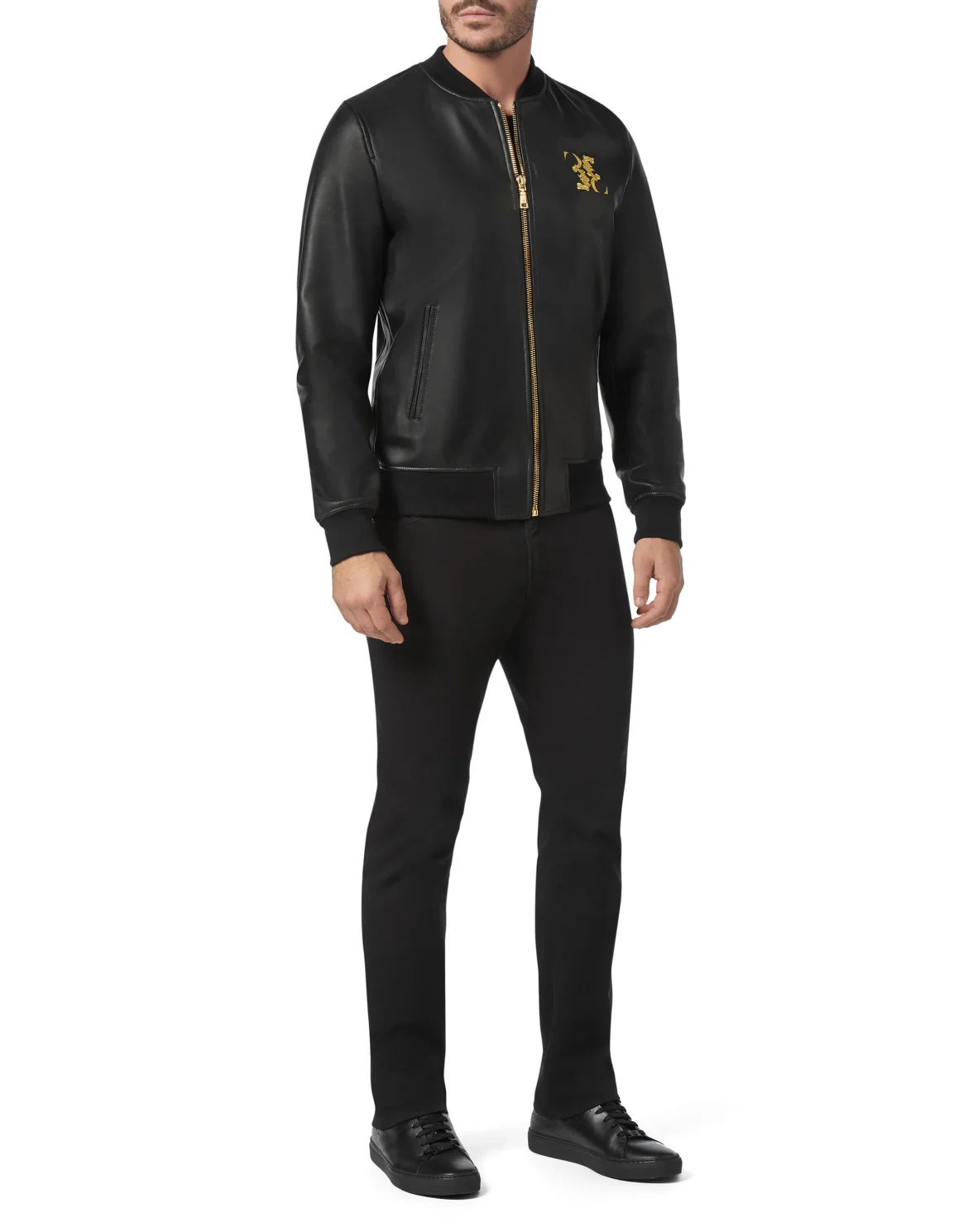 Leather Bomber Baroque, цвет: Черный