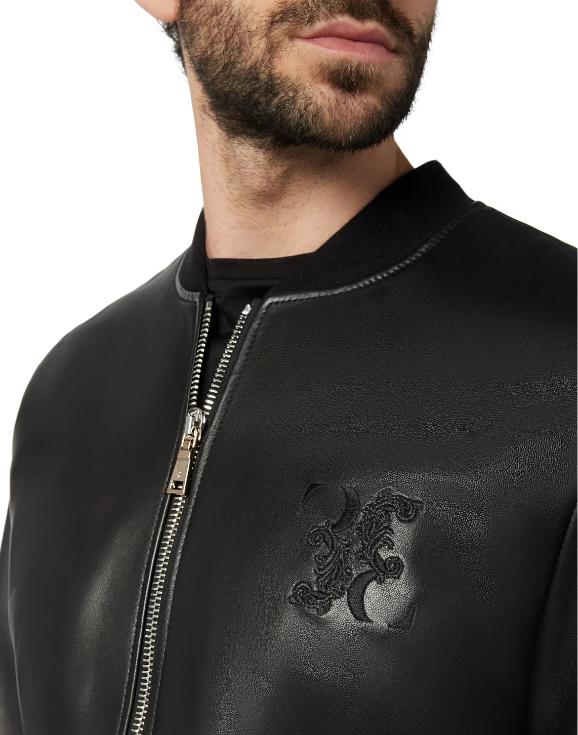 Leather Bomber Baroque, цвет: Черный