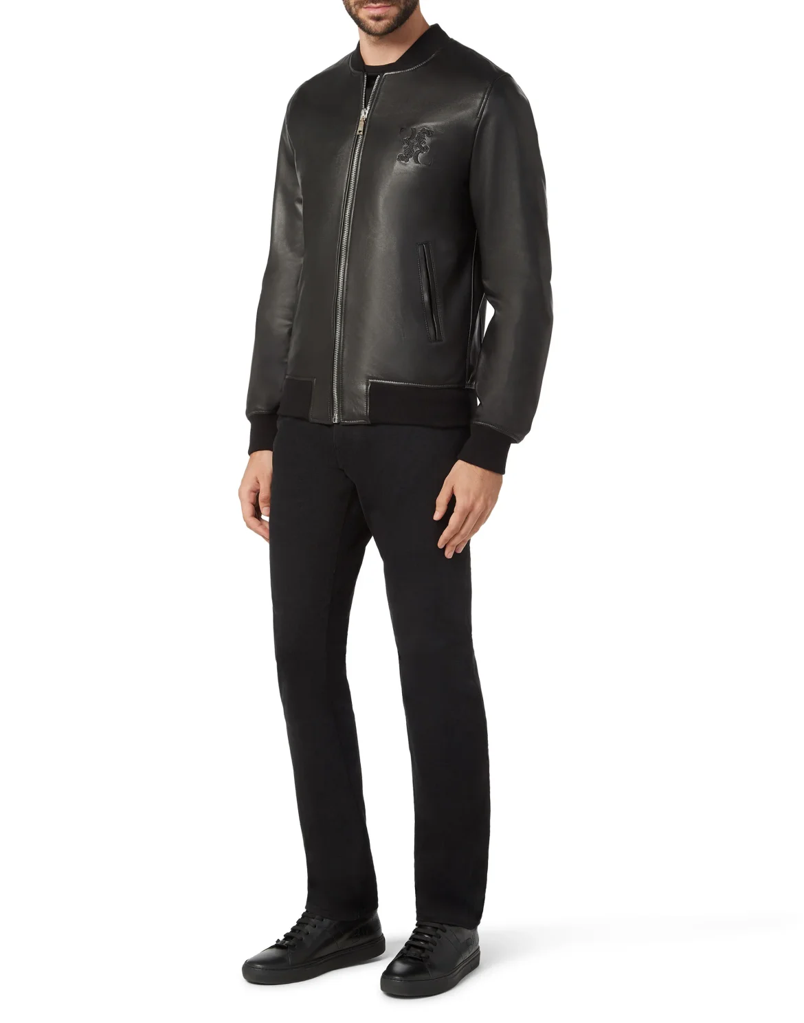 Leather Bomber Baroque, цвет: Черный
