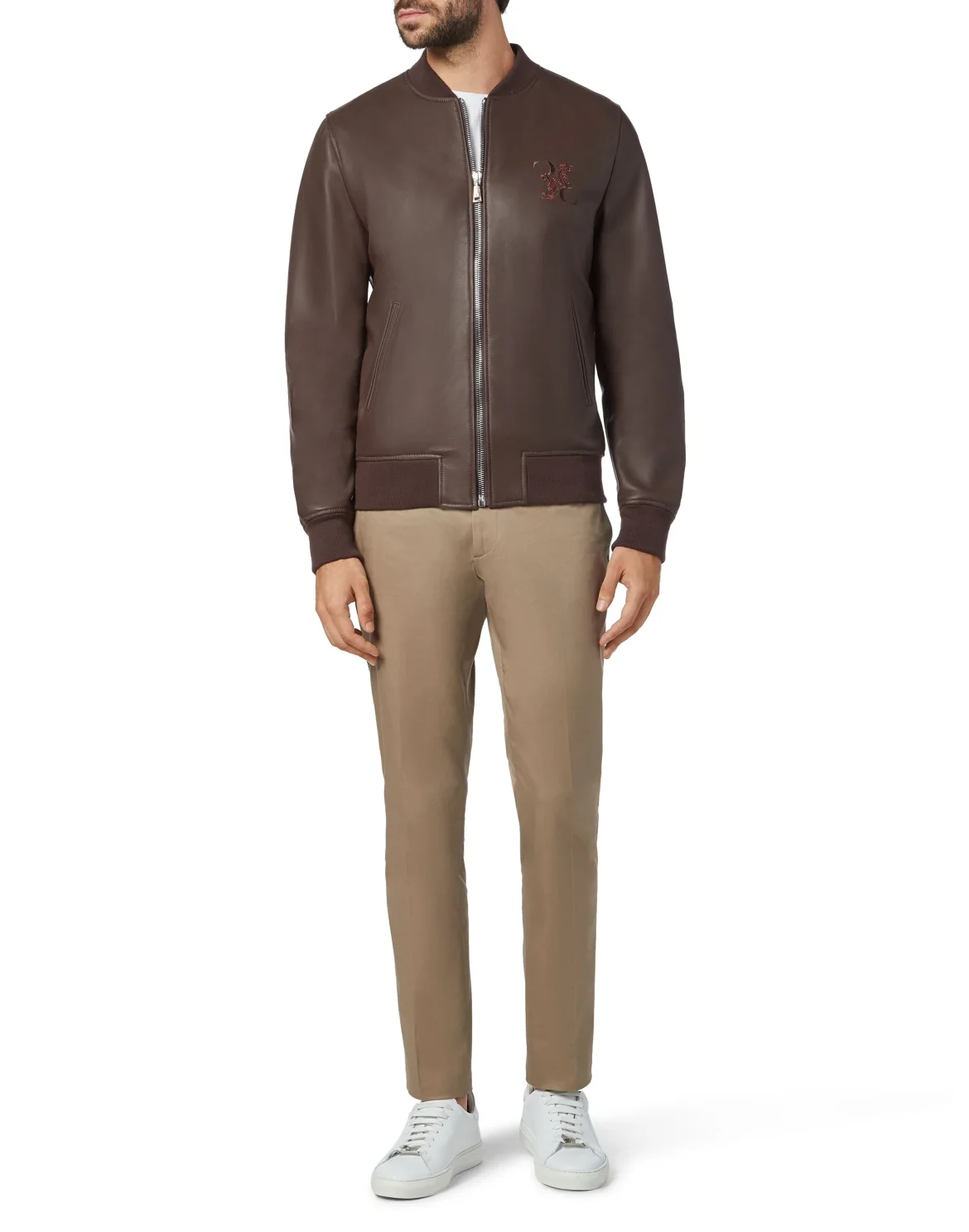 Leather Bomber Baroque, цвет: Коричневый