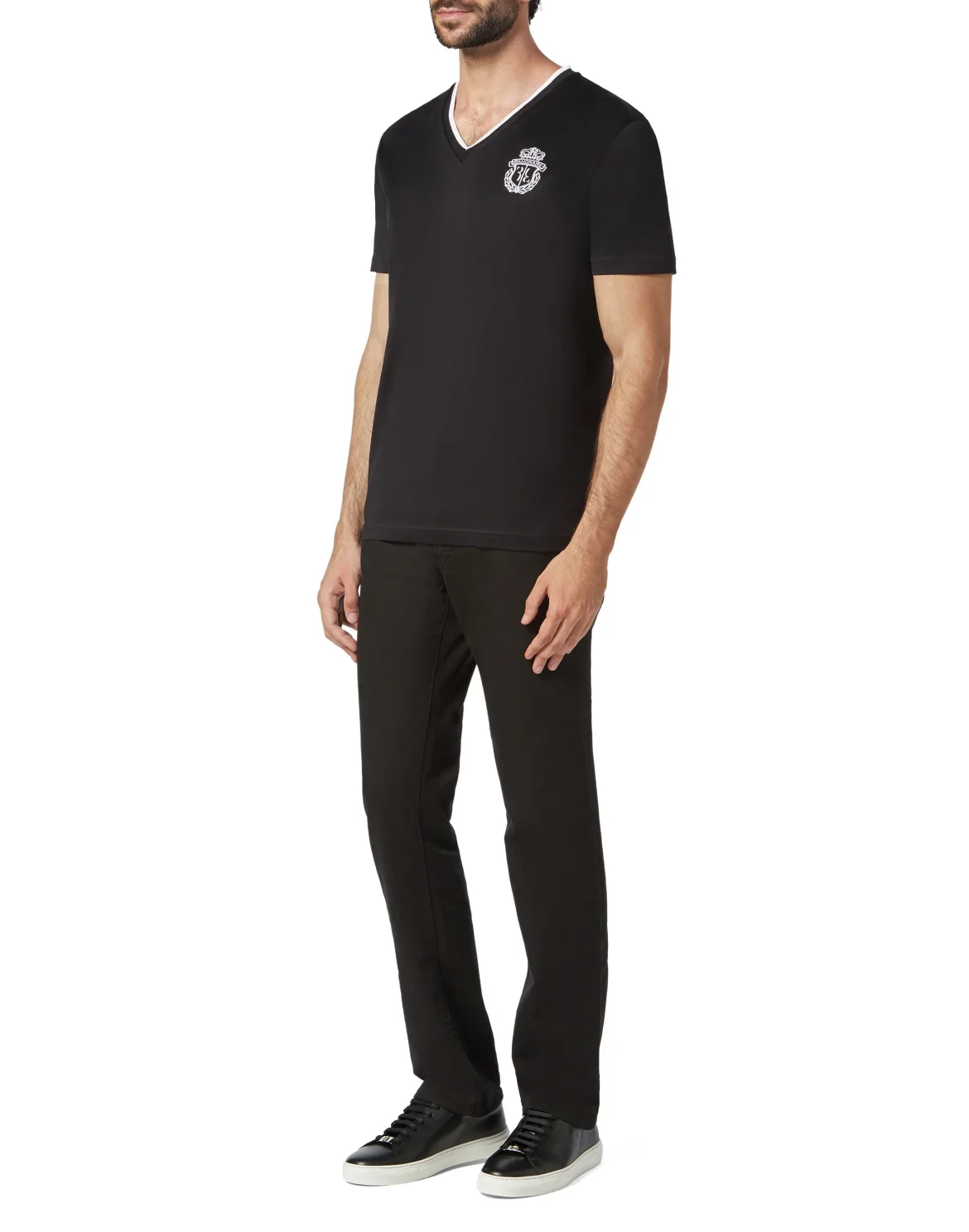 T-shirt V-Neck SS Crest, цвет: Черный