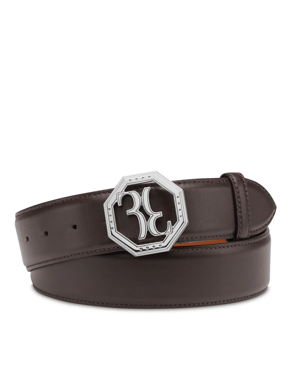 Leather Belt Double B, цвет: Коричневый