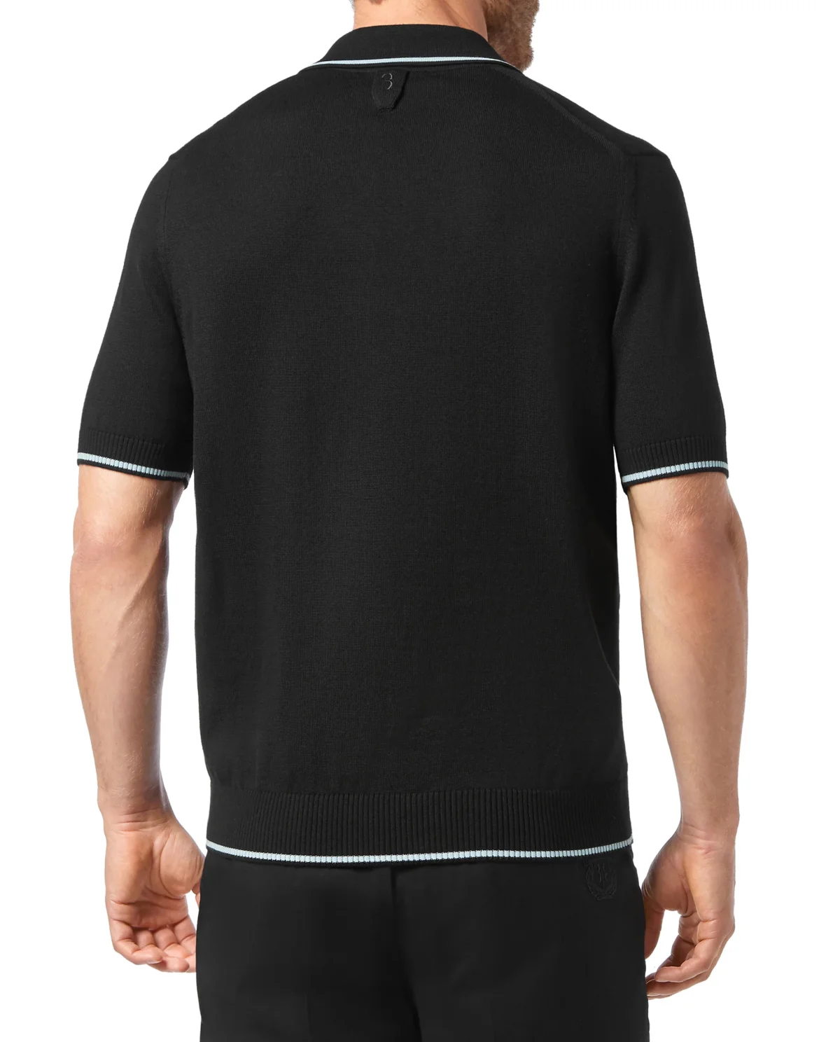 Wool and cotton Pullover Polo-Neck SS Crest, цвет: Черный