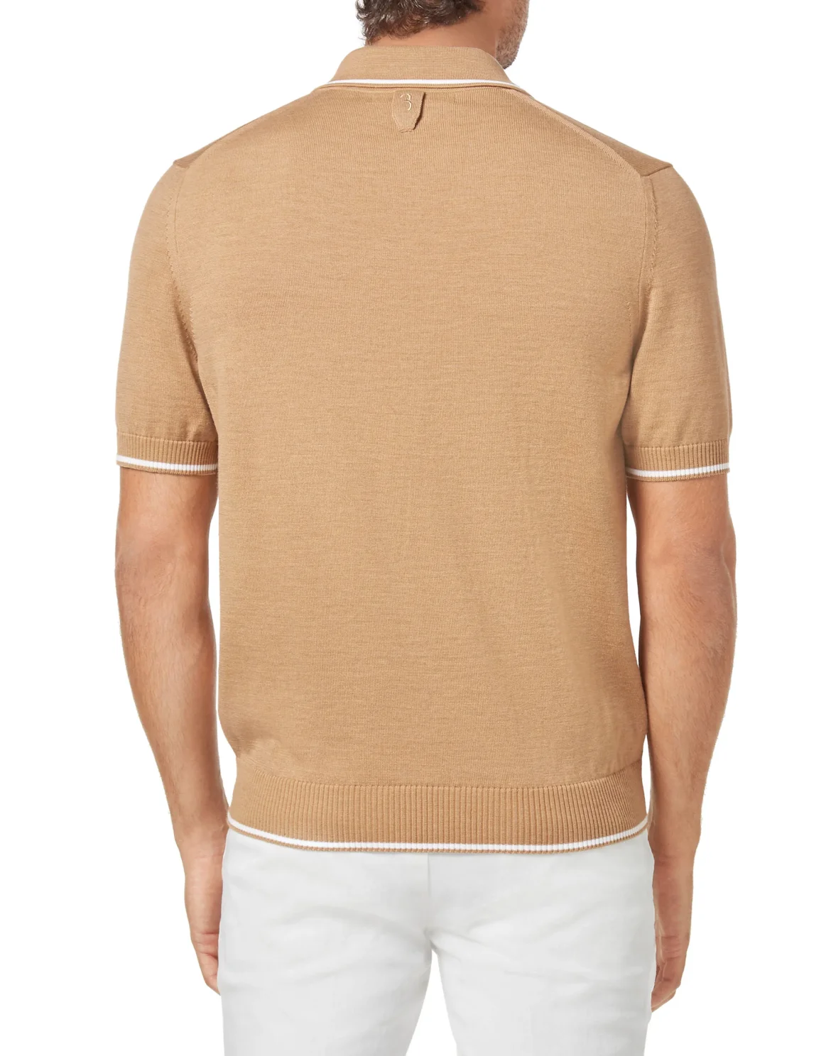 Wool and cotton Pullover Polo-Neck SS Crest, цвет: Бежевый