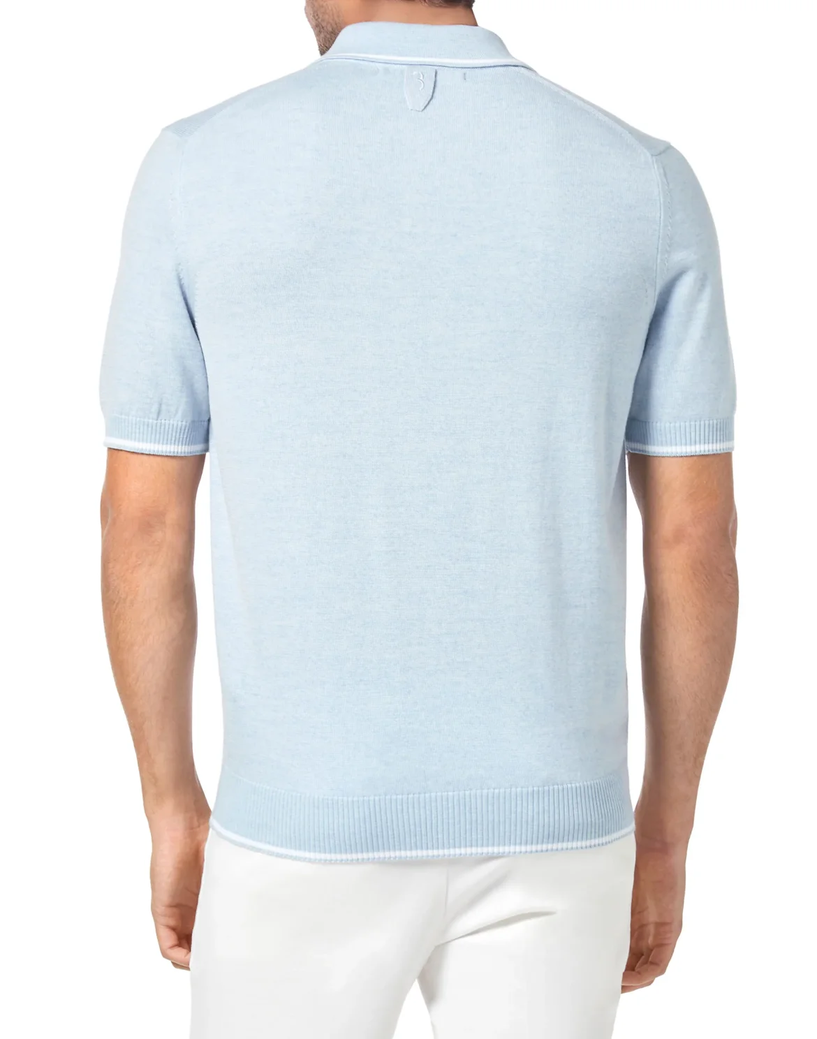 Wool and cotton Pullover Polo-Neck SS Crest, цвет: Синий