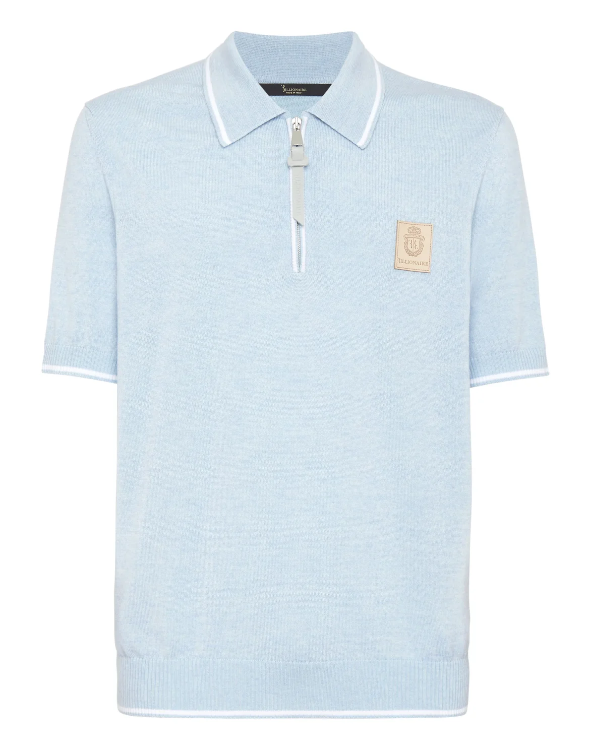 Wool and cotton Pullover Polo-Neck SS Crest, цвет: Синий