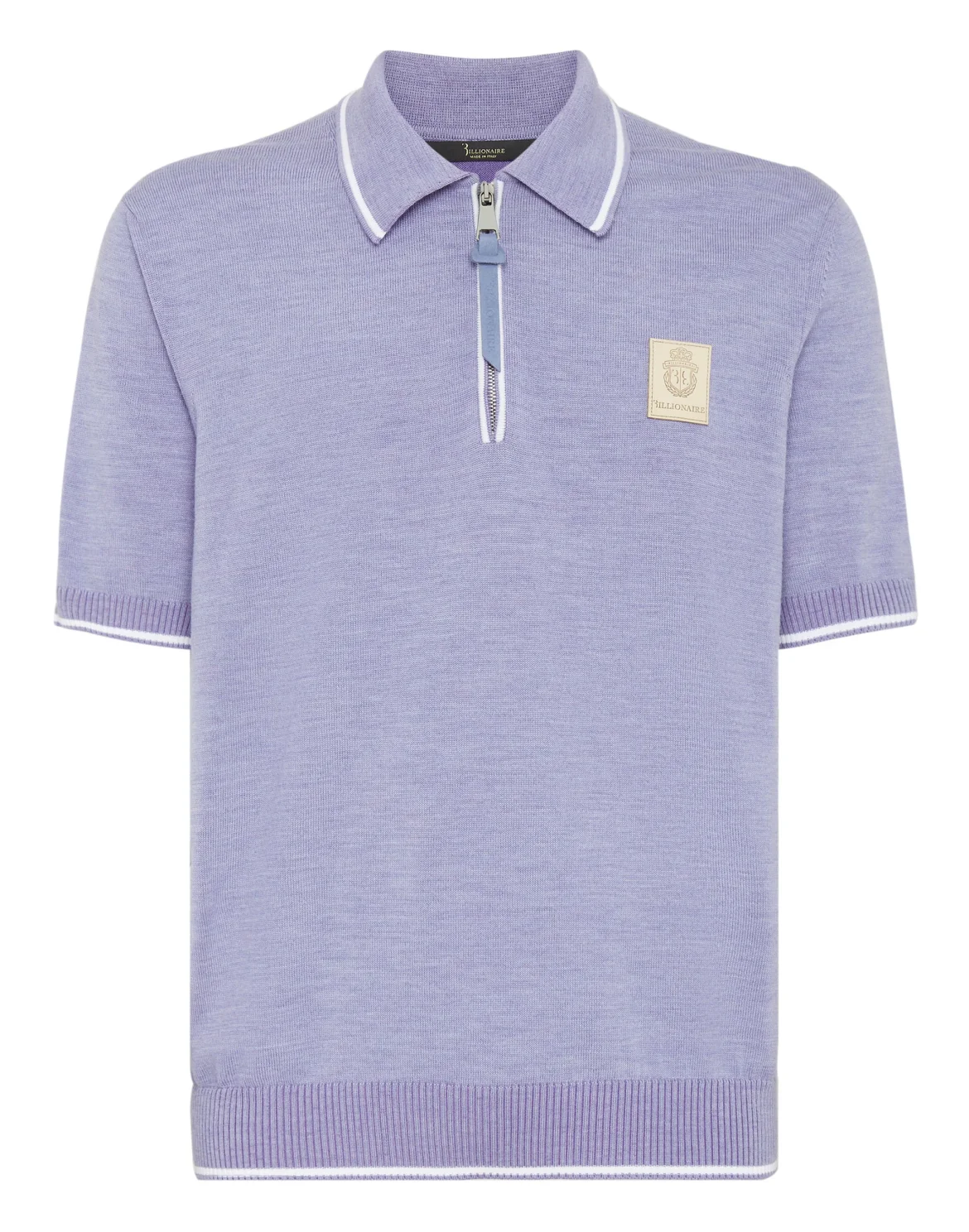 Wool and cotton Pullover Polo-Neck SS Crest, цвет: Фиолетовый