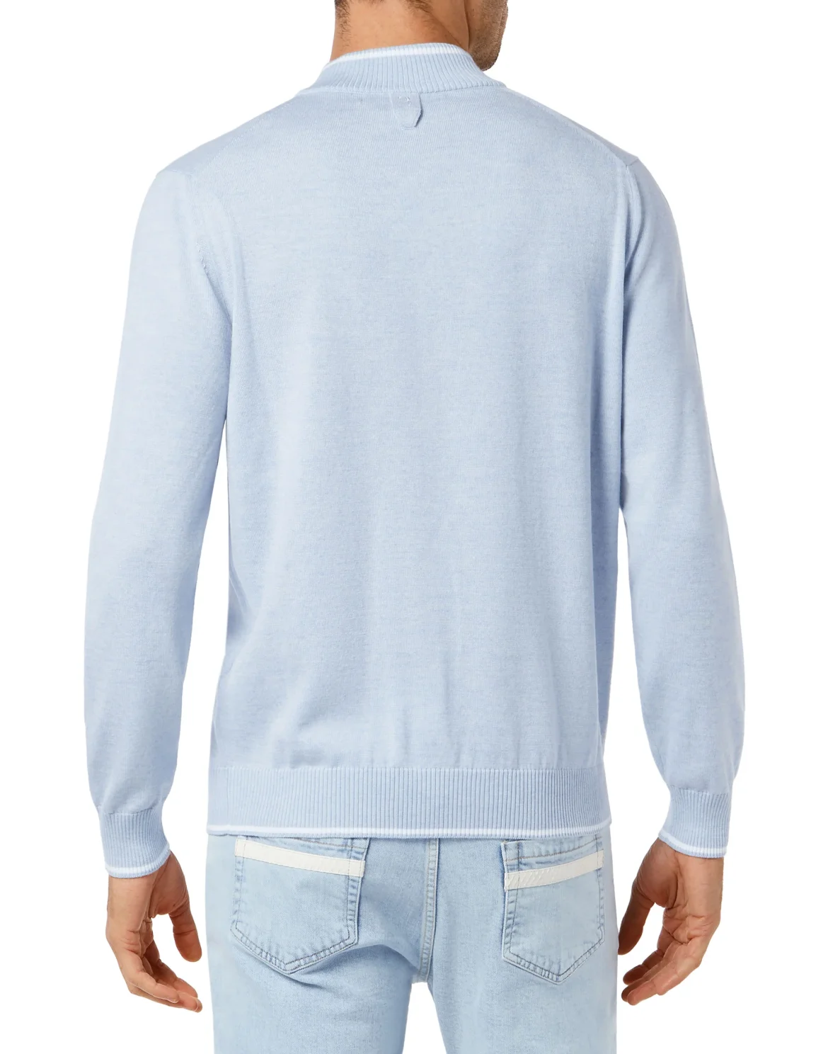 Wool and cotton Pullover zip mock Crest, цвет: Синий