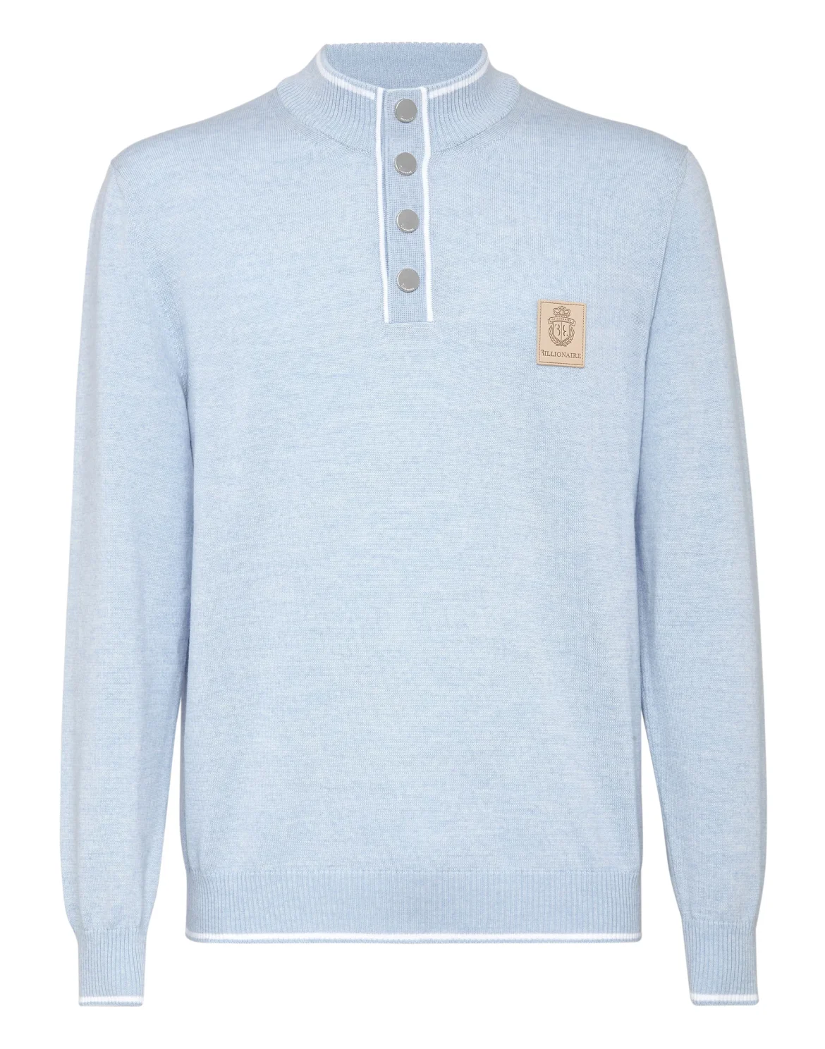 Wool and cotton Pullover zip mock Crest, цвет: Синий