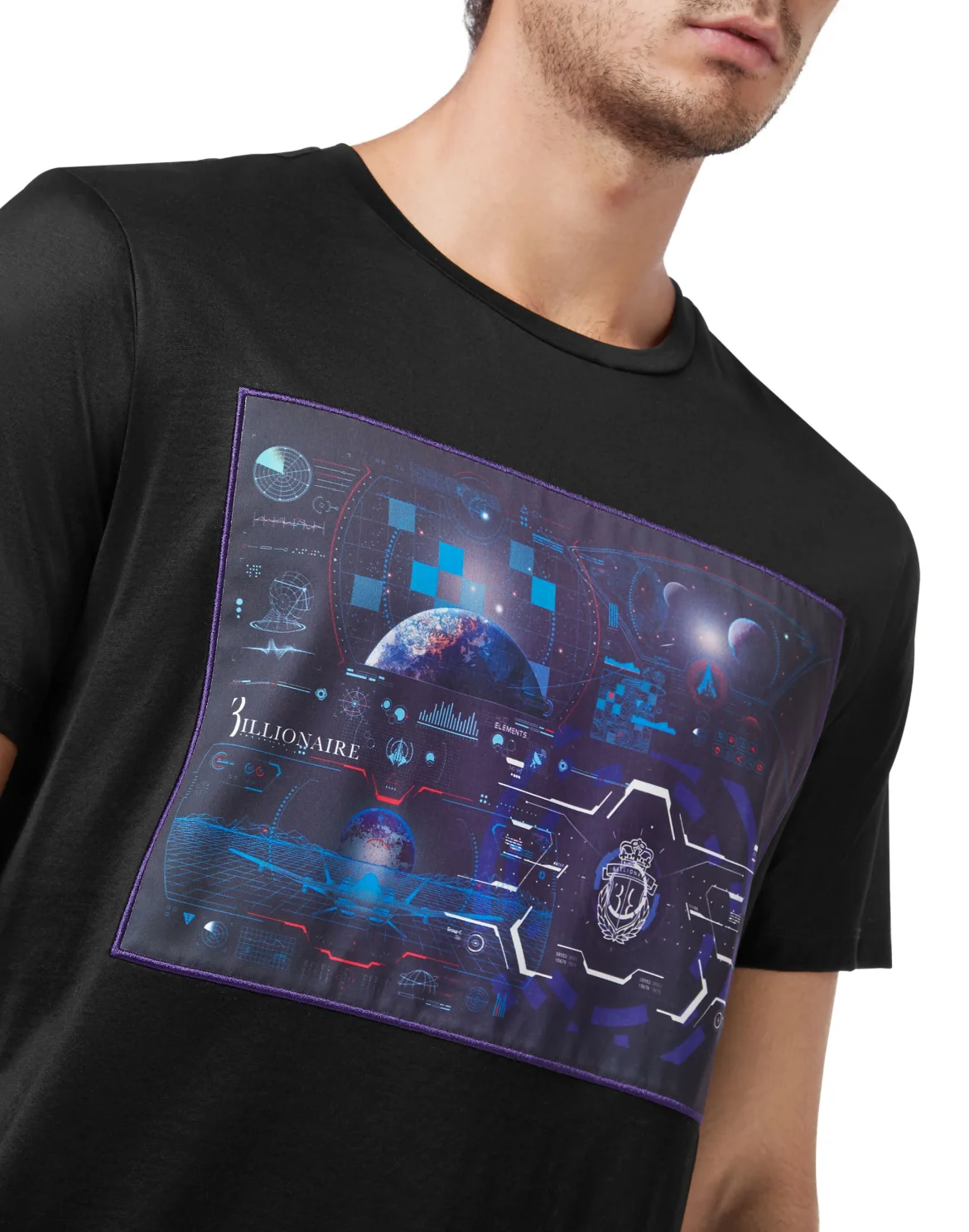 T-shirt Round Neck SS Billionaire in the space, цвет: Черный