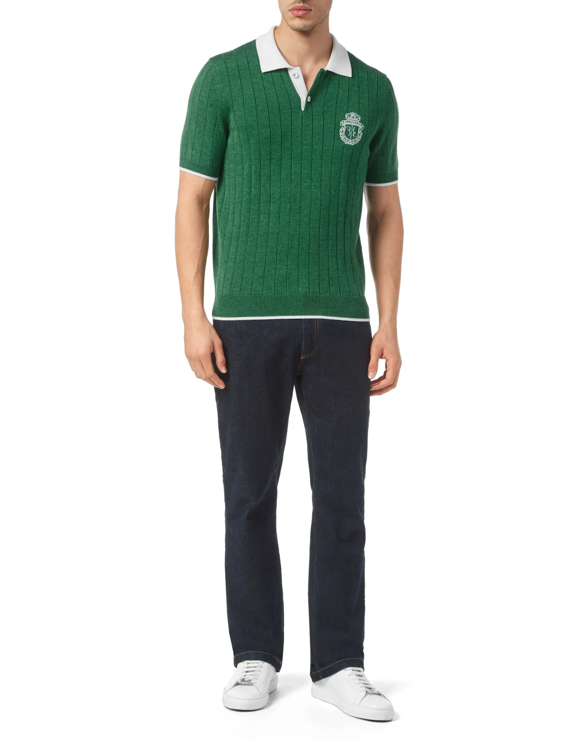 Cotton/Wool Polo Shirt SS, цвет: Зеленый