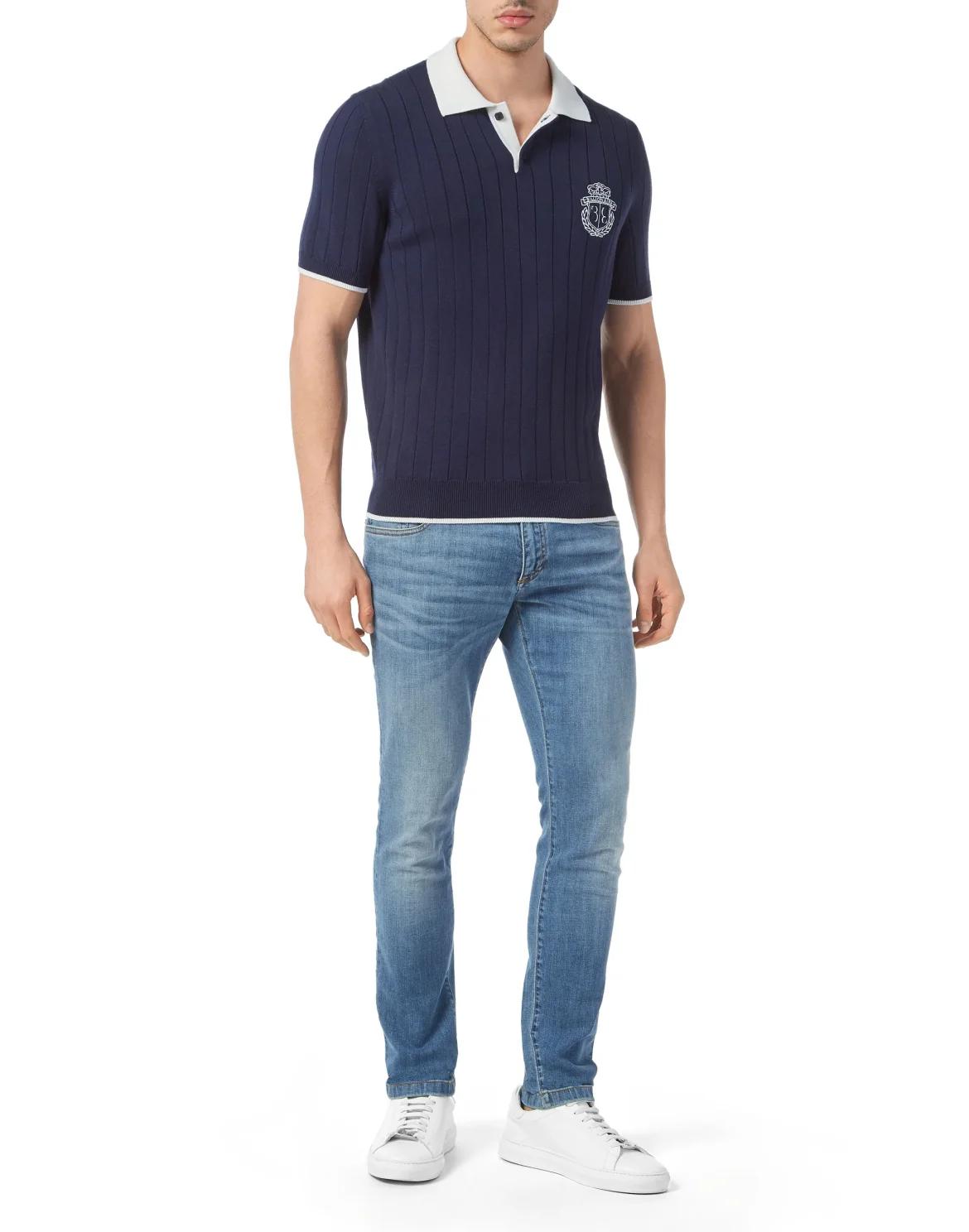 Cotton/Wool Polo Shirt SS, цвет: Синий