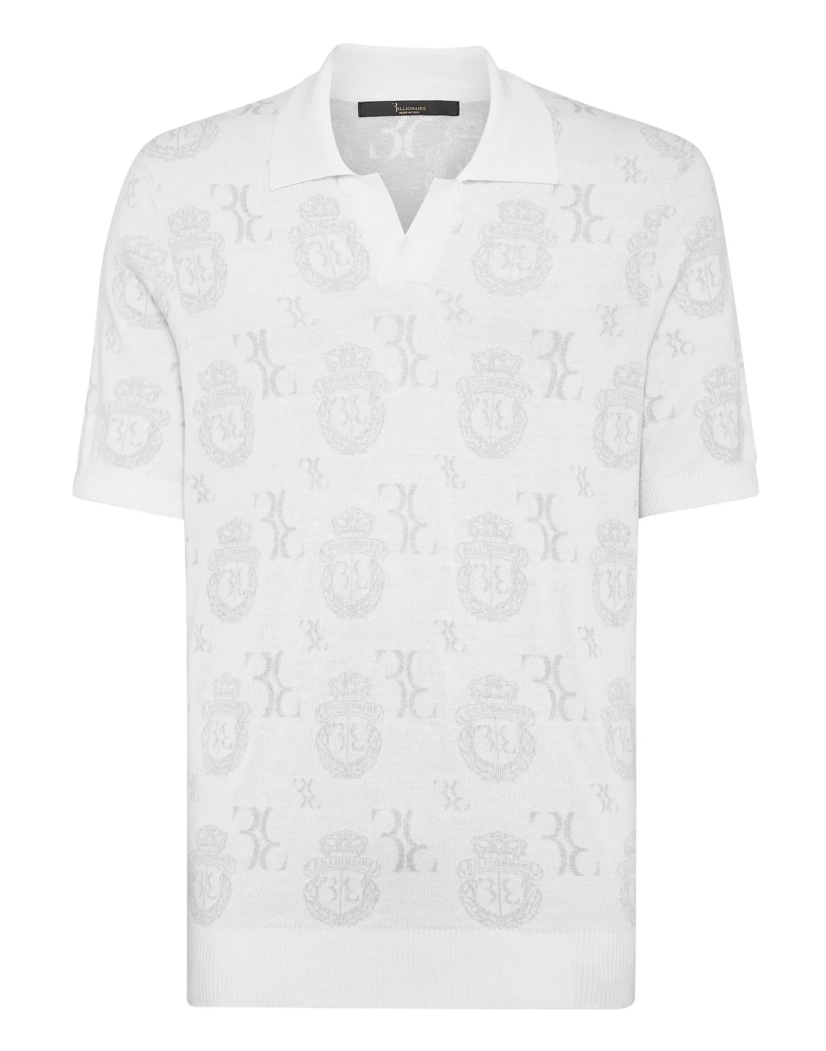 Wool Silk Jacquard Polo Shirt, цвет: Белый