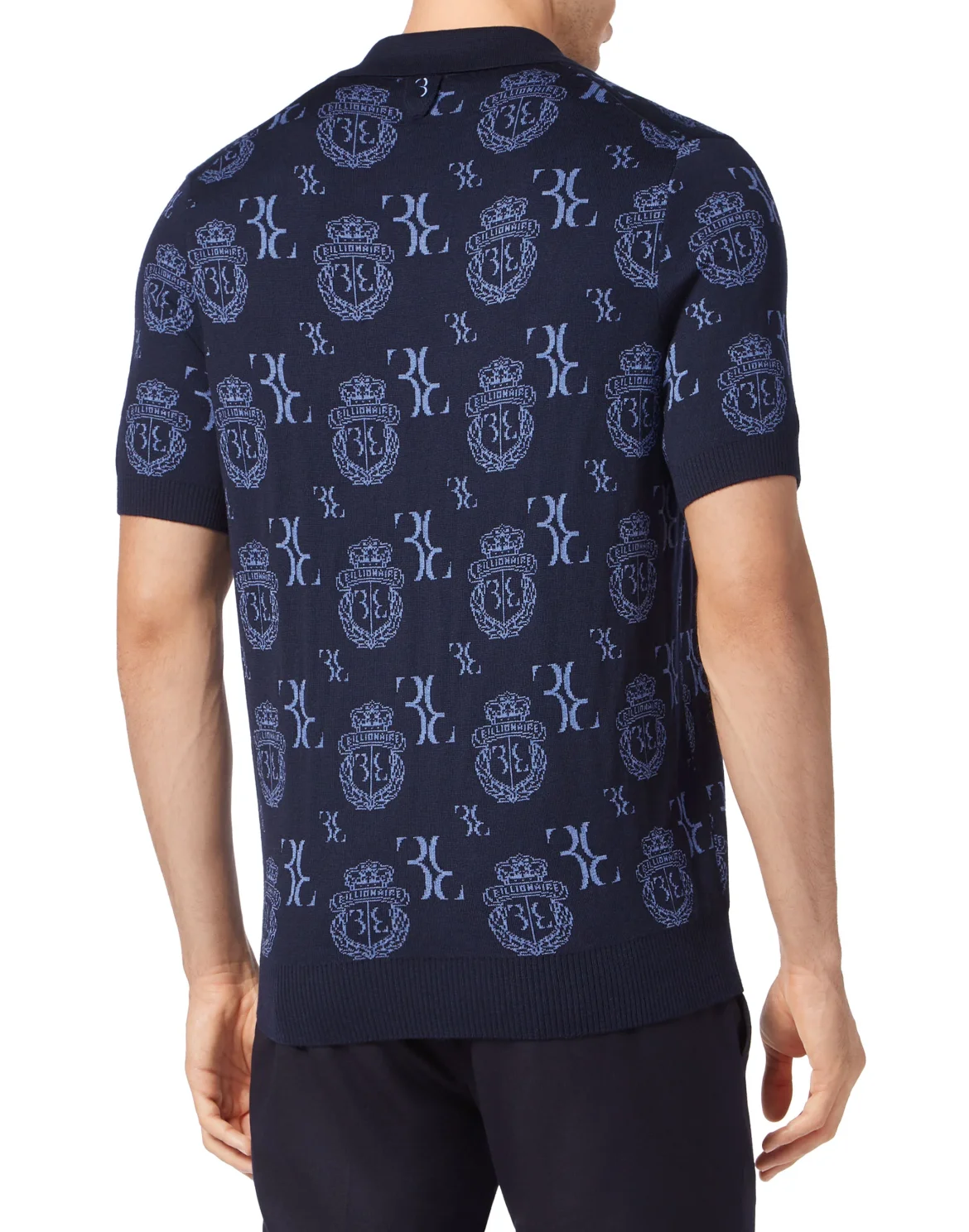 Wool Silk Jacquard Polo Shirt, цвет: Синий
